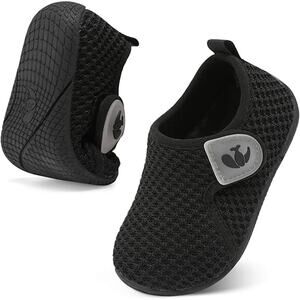 FeetCity Toddler Size 6 Black Mesh Hook Loop First Walking Shoe Slip On Sneakers